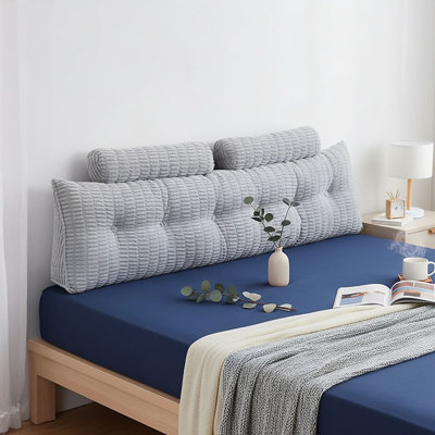 Cotton Grey Rectangular Backrest Back Cushion