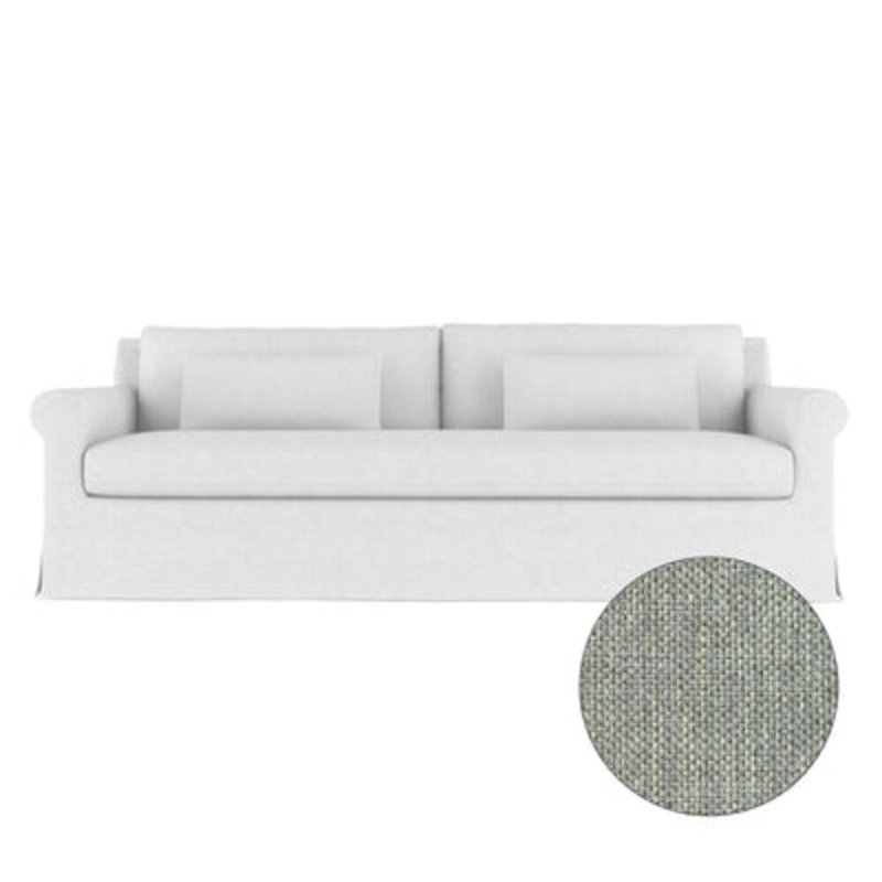 Canapé à accoudoirs arrondis Ludlow, H 34 po x l 84 po x P 38 po, Ébène, Pebble Weave Linen Haze