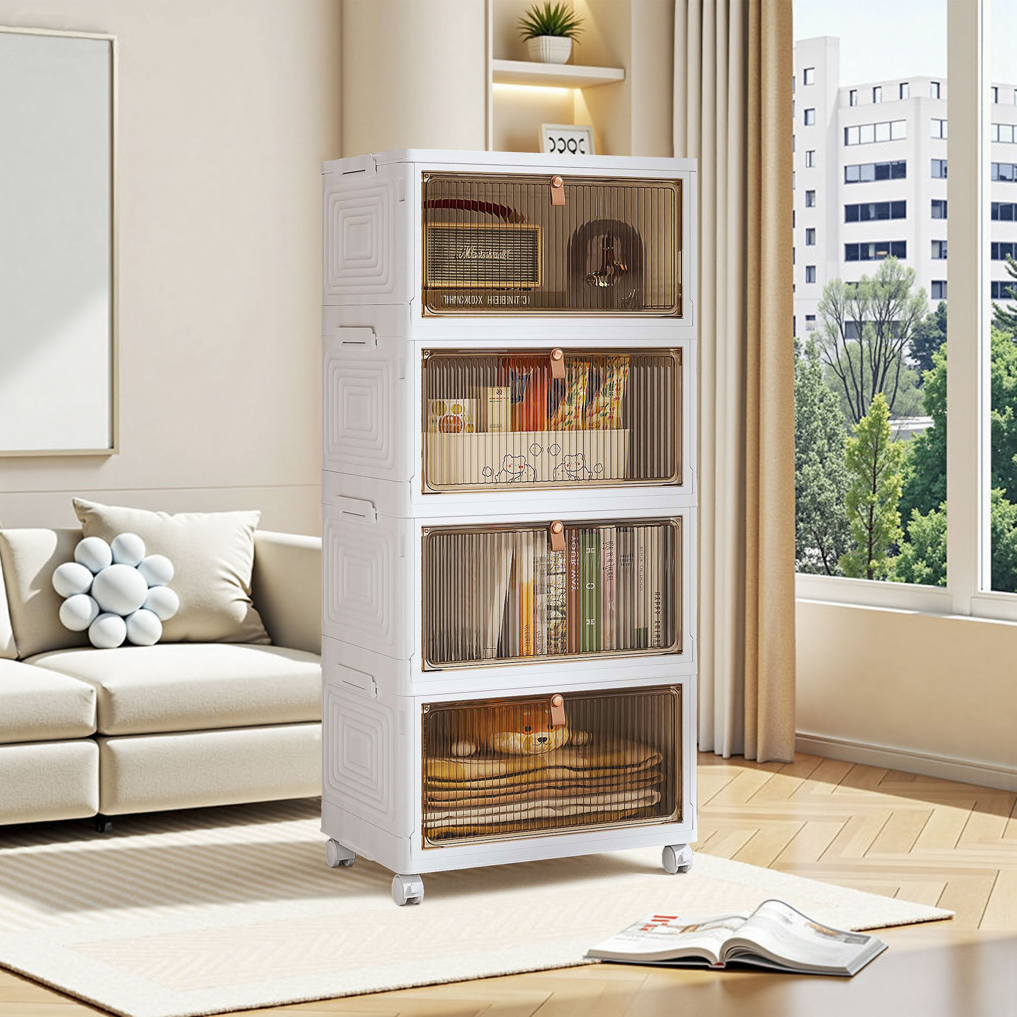 Rebrilliant Canas Plastic Foldable Stackable Storage Bin Double Door ...