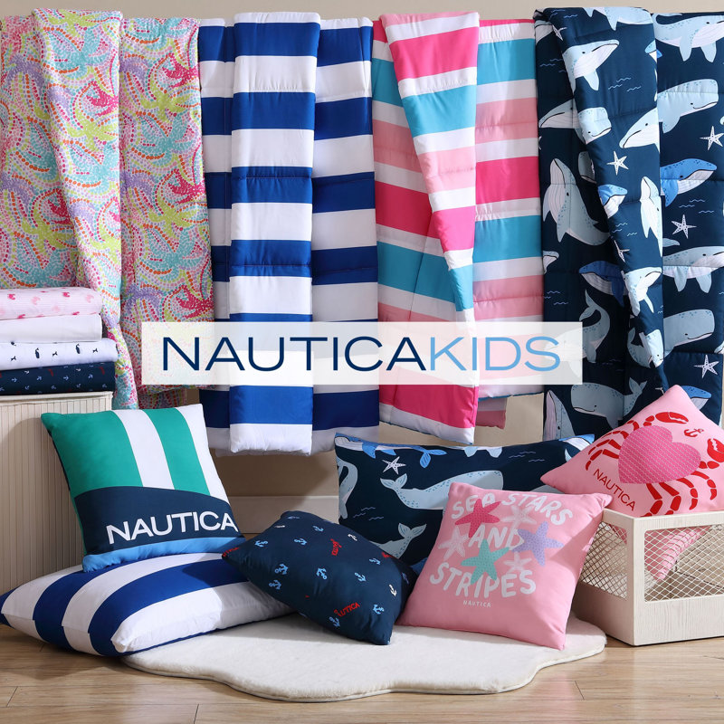 Nautica Kids Cru Comforter Bonus Set, Queen Comforter + 2 Standard Shams + 1ThrowPillow, Navy