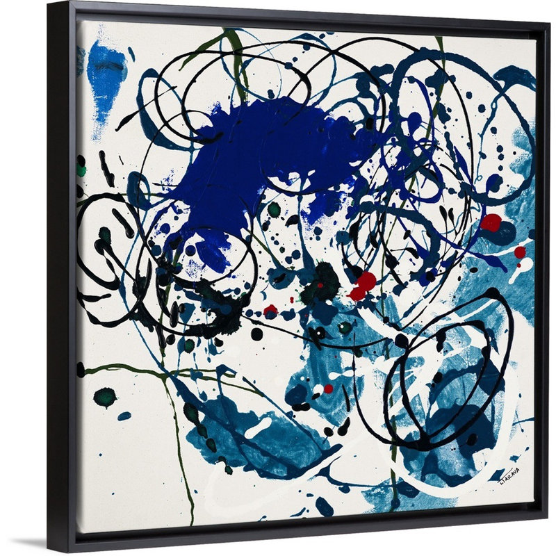 «Get Together II», peinture sur toile, H 25,7 po x l 25,7 po x P 1,75 po, Cadre flottant noir