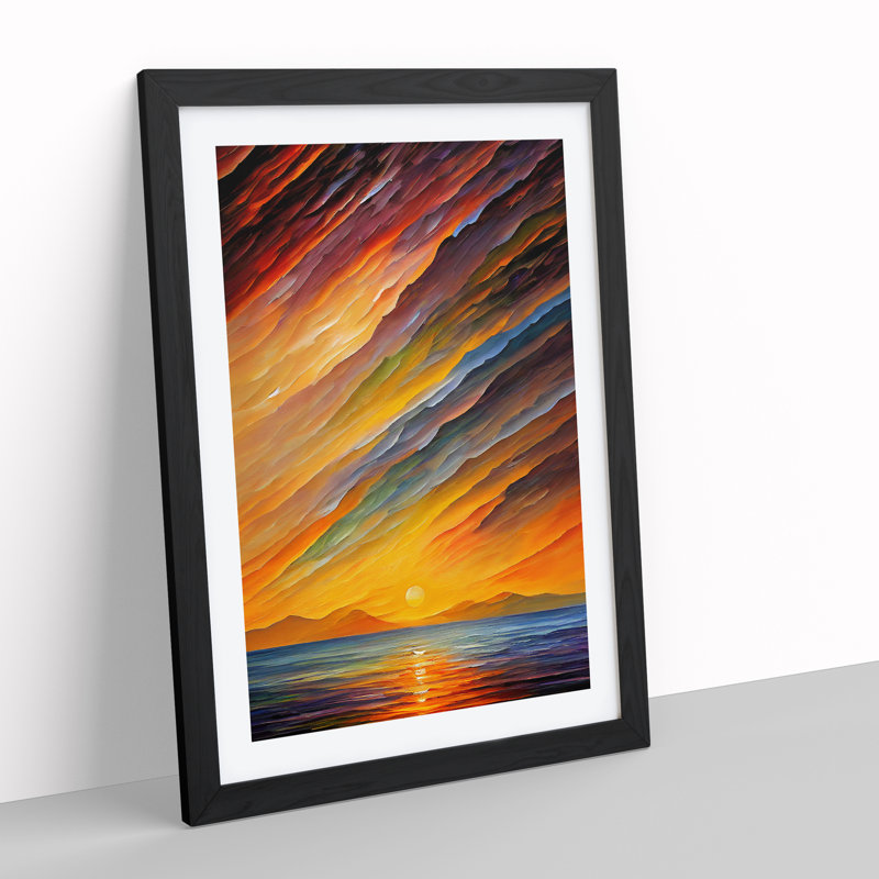 Ocean Sunrise No.4 - Single Picture Frame Painting, Black Framed, 64cm H x 46cm W x 2cm D