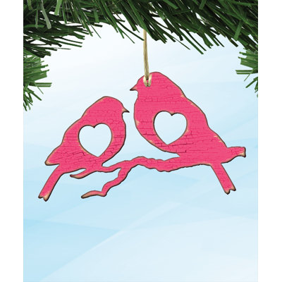 Aimants en bois rustique en forme d’oiseaux love