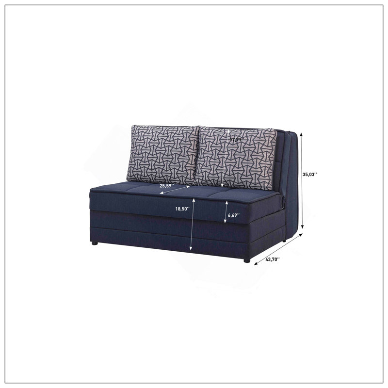 Causeuse convertible rembourrée avec rangement, Navy