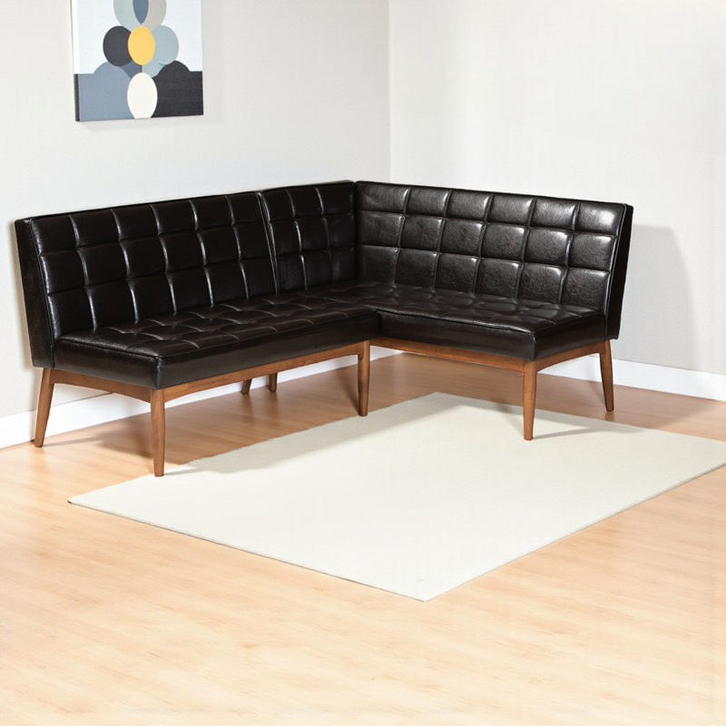 Banc en similicuir Fye, Brun foncé / brun