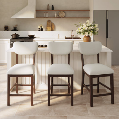 Tabouret de bar rembourré en bois massif