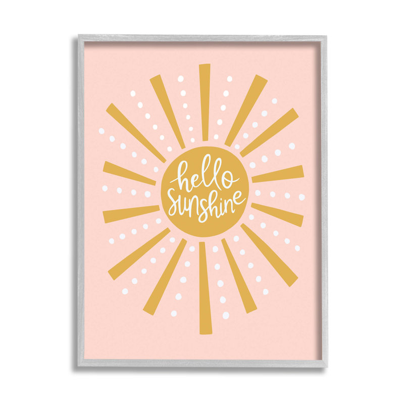 «Hello Sunshine Sun Rays» par Nina Seven - impression sur bois, H 30 po x l 24 po x P 1,5 po, Cadre flottant gris lustré