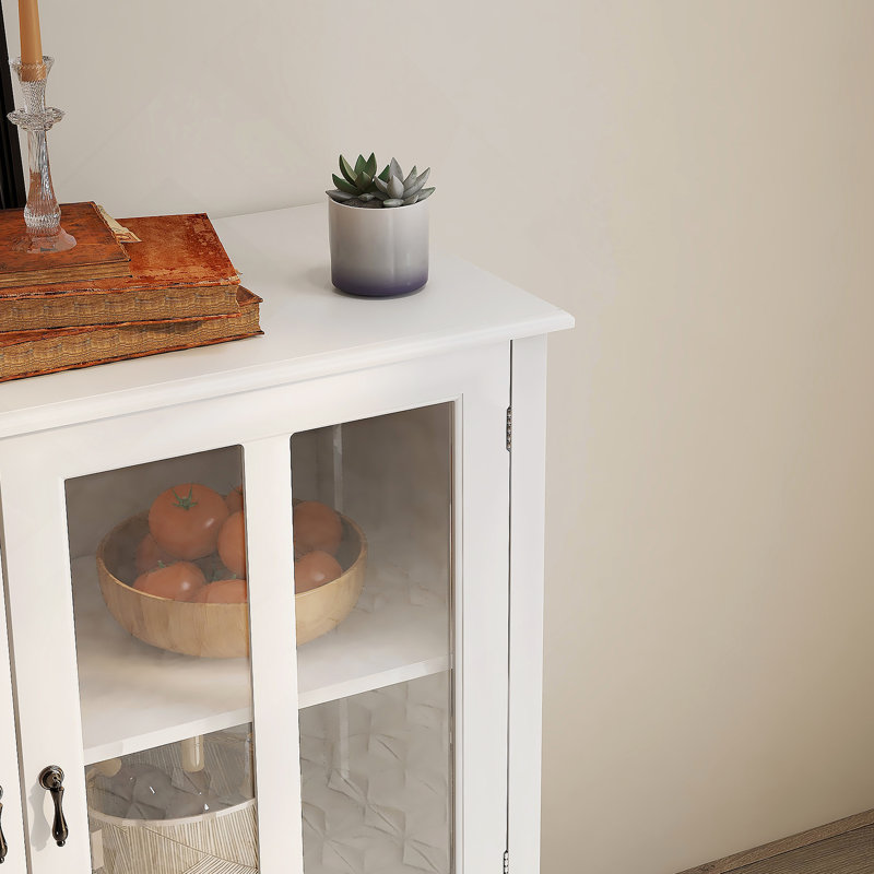 Buffet avec portes à double vitrage et poignée cloche unique