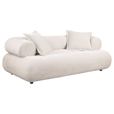 Canapé 3 places Eskola en chenille avec accoudoirs arrondis, couleur ivoire