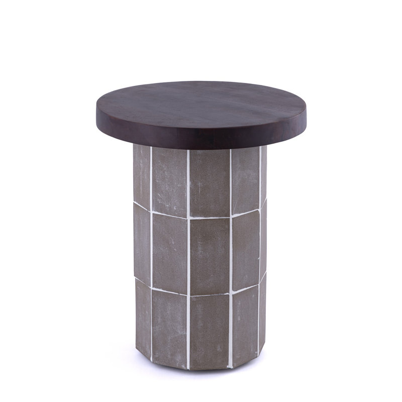 Table d'appoint en bois d'acacia et carrelage