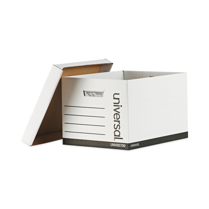 White Medium-Duty Paper Storage Box with Lift-Off Lid, 12-Pack
