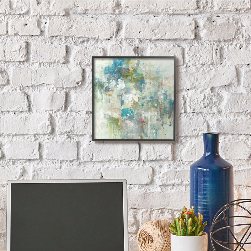 «Modern Earth Tone Abstraction Busy Blue Green» par Lisa Ridgers - Peinture, H 12 po x l 12 po x P 1,5 po