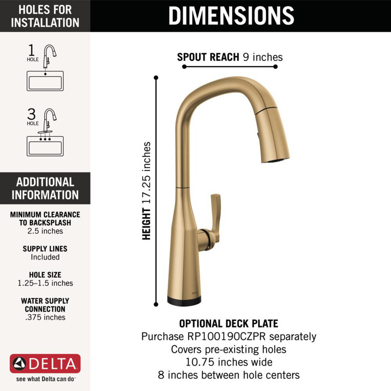 Stryke Pull Down Touch Single Handle Kitchen Faucet with Touch2O Technology and With Accessories, Champagne Bronze
