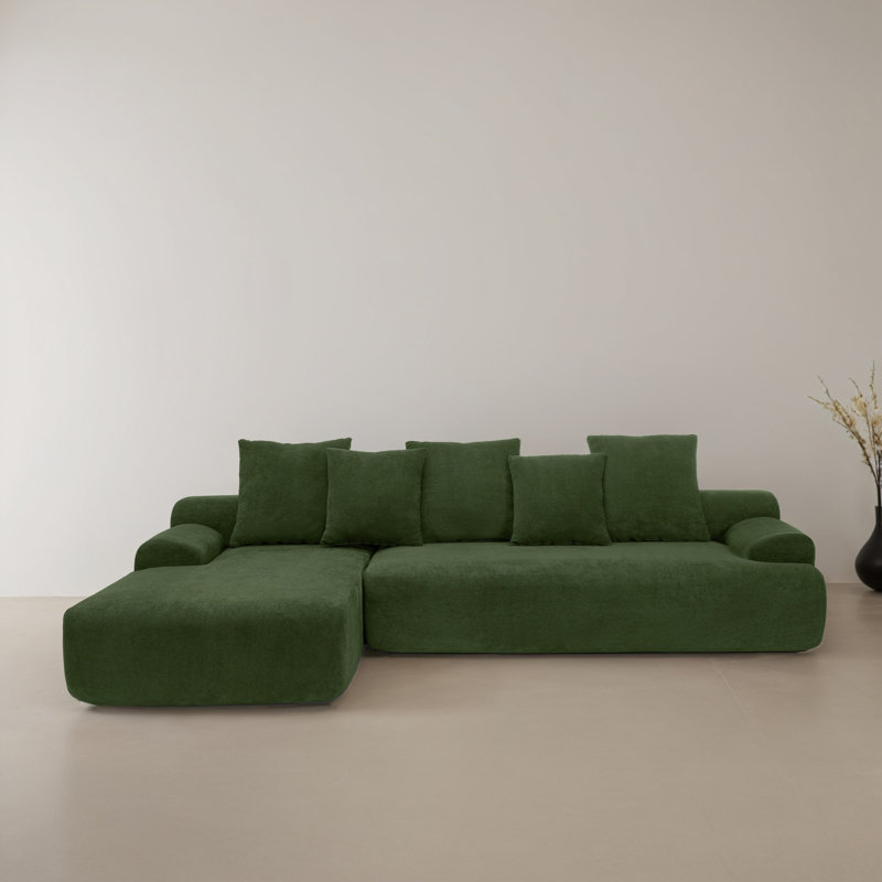 2 - Piece Modular Sleeper Sectional Sofa Bed Corner Sofa for Living Room, Green Velvet