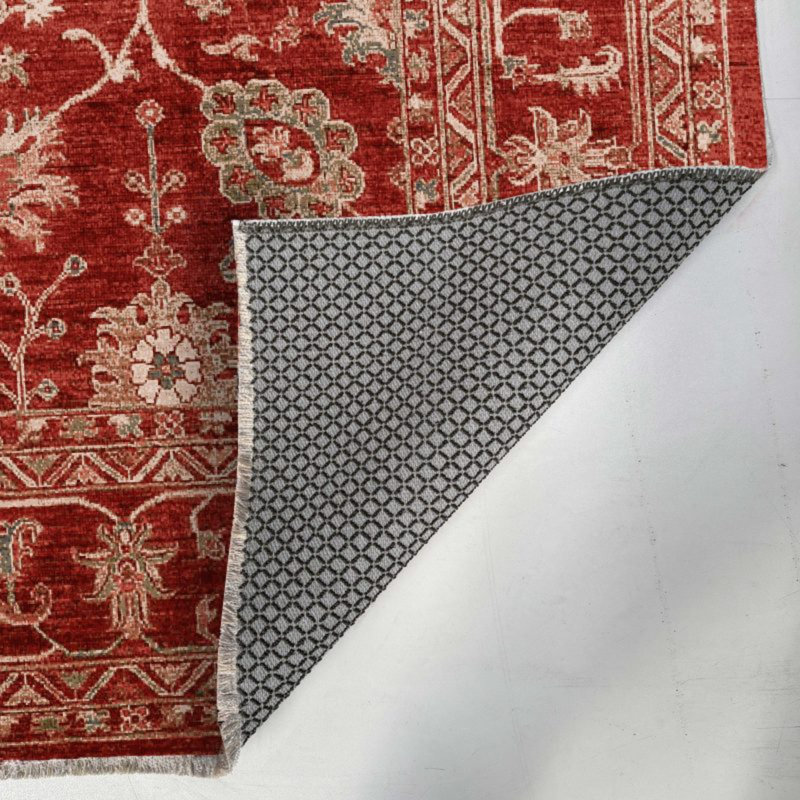 Tapis en chenille de coton rouge pastel Lacasa, Rectangle 3 pi 4 po x 5 pi