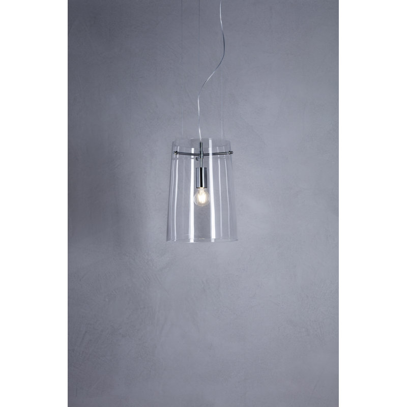 Sera 1 - Light Chrome Single Pendant, 200cm H x 33cm W x 33cm D, Crystal