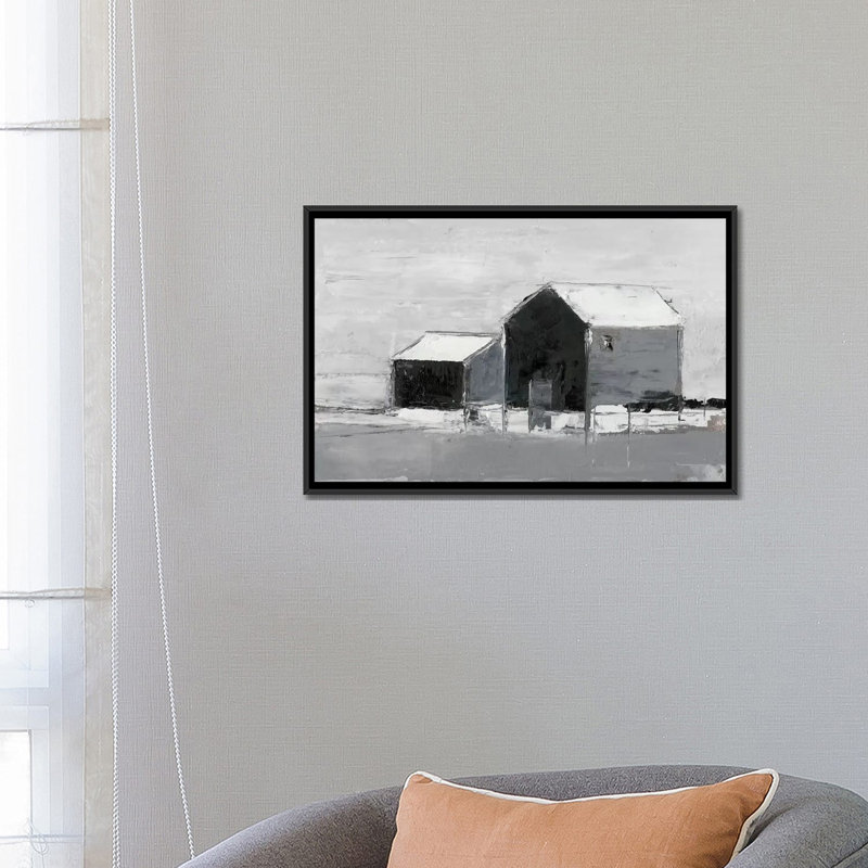 «Dynamic Barn II» par Ethan Harper - reproduction d'art, H 18 po x l 26 po x P 1,5 po, Pas de tapis, Toile avec cadre noir