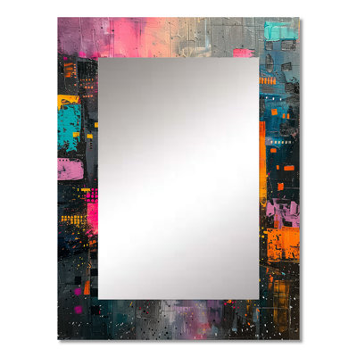 Black pink Urban Luxury city buildings - Buildings Large Wall Mirror, Black Unique Mirror, Printed Metal Art