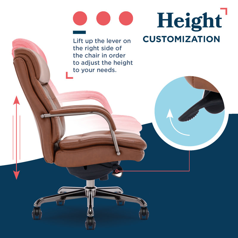 Sonata Leather Swivel Executive Office Chair, Cognac, Graphite