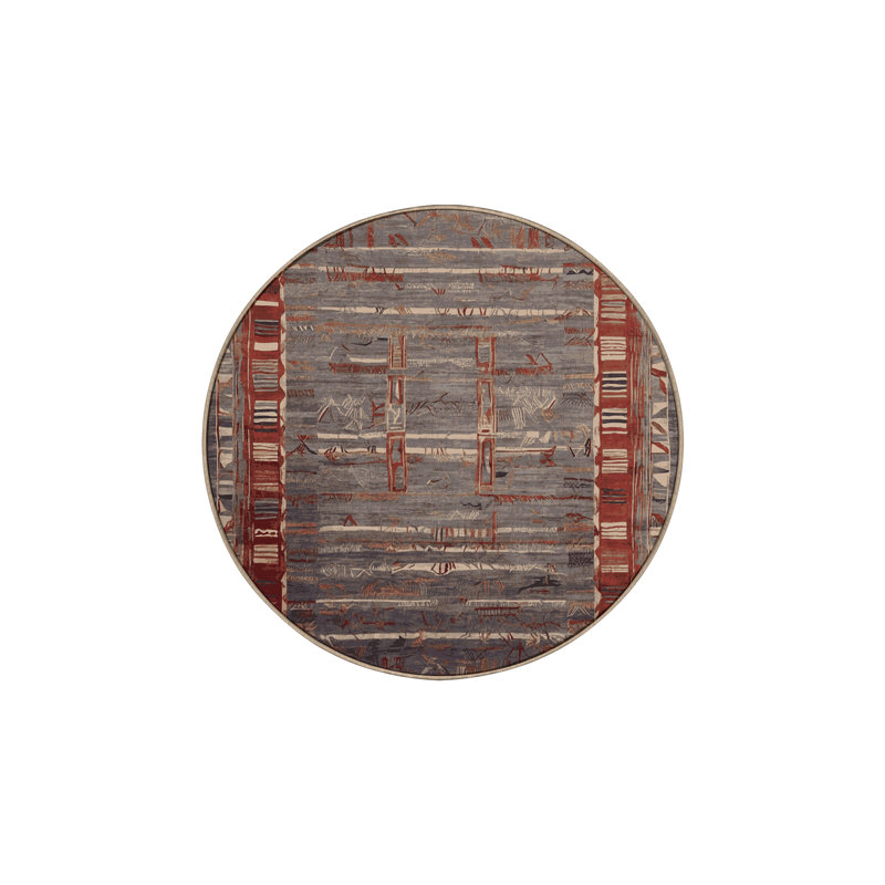 Tapis brun soyeux et moelleux, Rond 3 pi