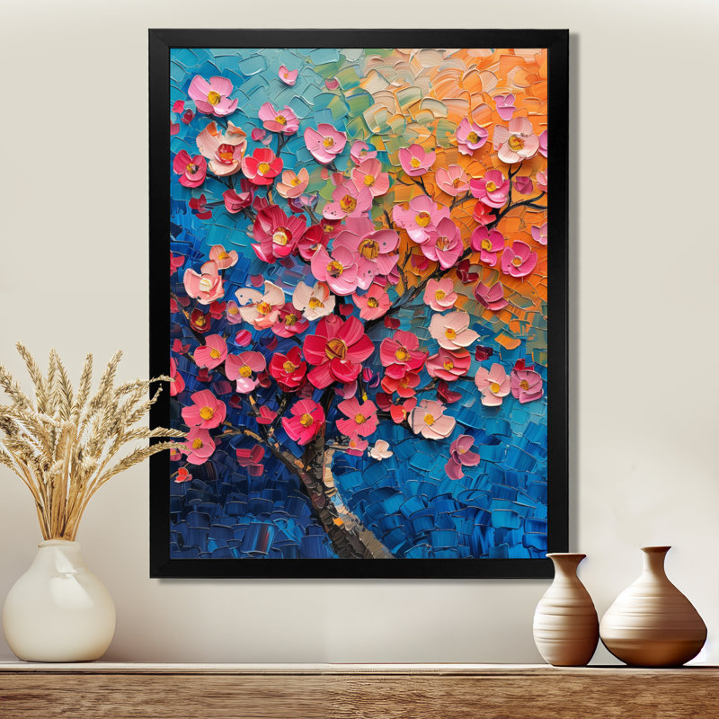 Radiant rose bleu cerisier en fleurs II - impression d'art mural cerisier en fleurs, H 16 po x l 32 po x P 1 po