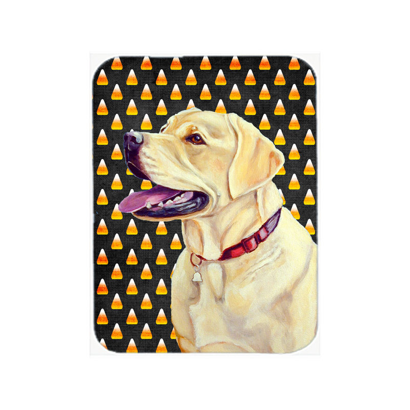 Planche à découper en verre à caroline de labrador Halloween Candy Corn