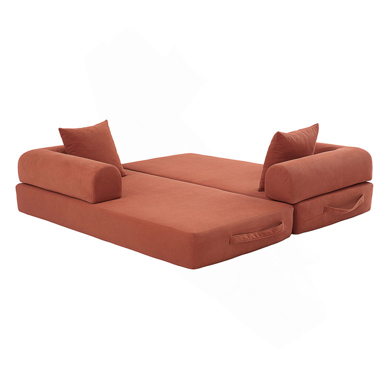 Canapé pliable et compressible, Velours côtelé orange