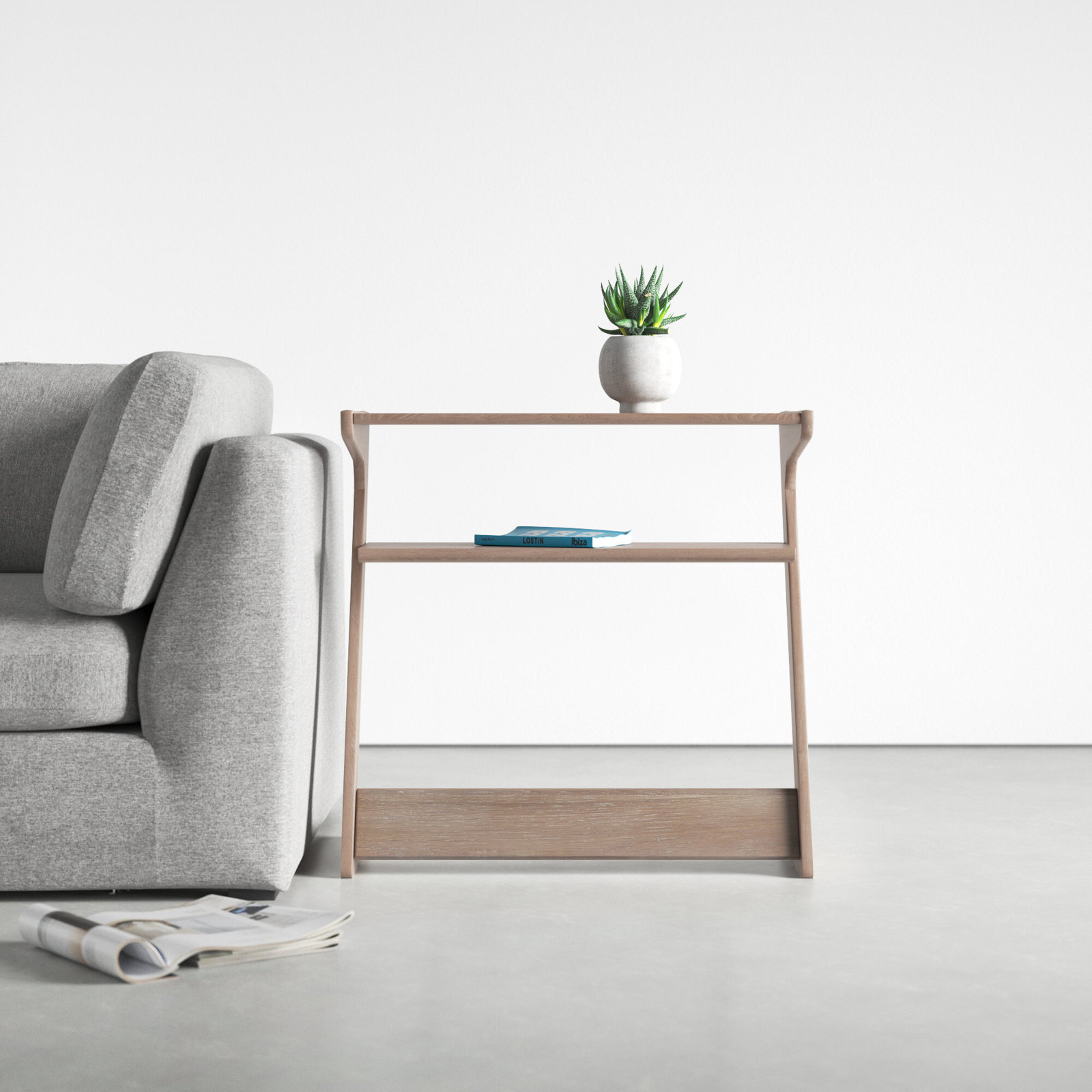 Silhouette Solid Wood End Table, White Wash
