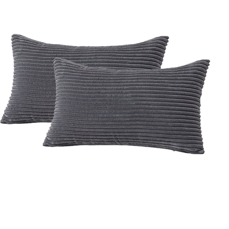 Housse de coussin à rayures, Gris foncé