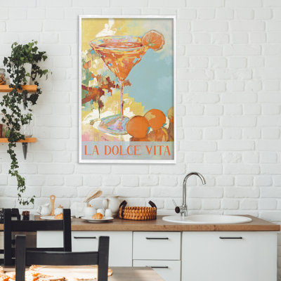 Dolce Vita Summer Cocktail Framed Giclee, design by JANE SLIVKA