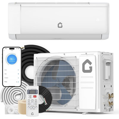 Yuan Home 12000 BTU Mini Split AC & Heat Pump, 18.5 SEER2 Inverter Technology, WiFi Enabled, Ductless Air Conditioner & Heater Combo, Cools 750 Sq. ft, Includes