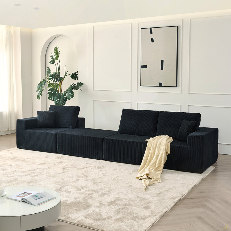 Canapé modulaire 110 po Cloud, canapé désossé, sans assemblage, 3 places avec repose-pieds et 2 coussins, parfait pour les salons et les chambres