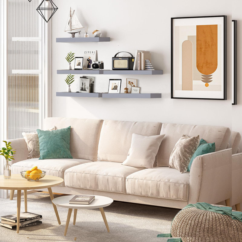 Carlean 5 Piece Floating Shelf, Gray