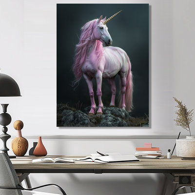 «Pink White Unicorns Dream Mythical Creature», reproduction d'art mural Mythical Creatures