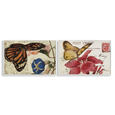 "Butterfly Accented Postcards" 2 PC, estampe numérique par Deborah Revell