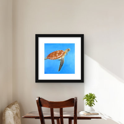 Tortue verte aquatique - reproduction encadrée pour la décoration intérieure
