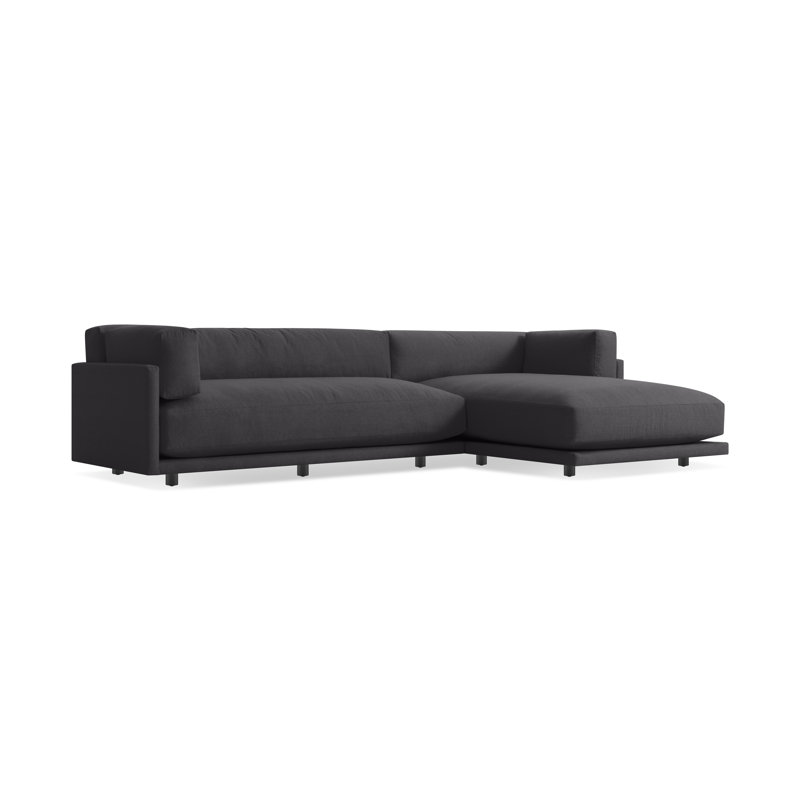 Sunday Chaise Sectional, Agnew Gray Textured Basketweave, Right Hand Facing