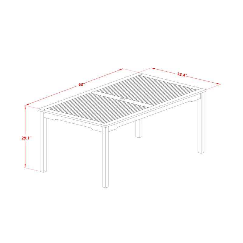 Table de salle à manger d'extérieur - une table rectangulaire en bois d'acacia, huile naturelle