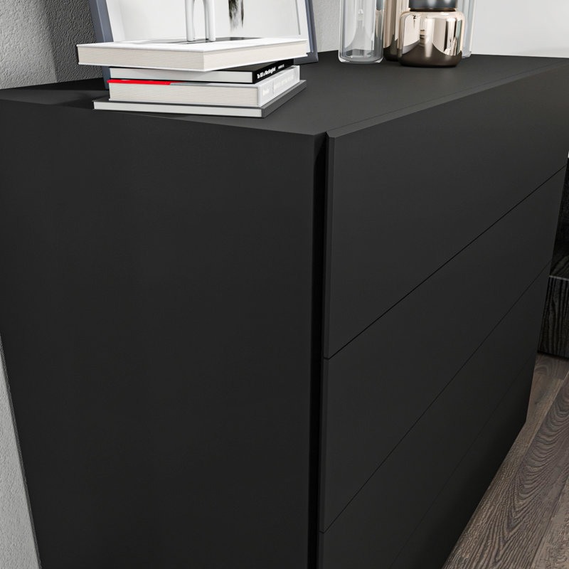 Charliyah 35.4'' W 4 - Drawer Dresser, Black