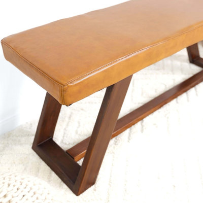 Banc en cuir véritable Marley brun clair