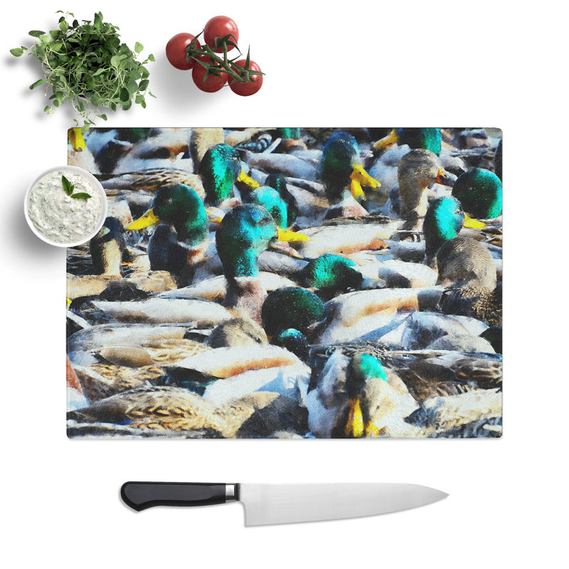 Mallard Ducks Painting Chopping Board, 0.4cm H x 28.5cm W x 39cm L