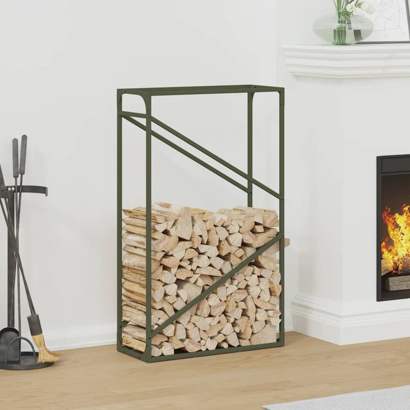 Support à bois de chauffage vert olive 23,6 x 9,8 x 39,4 po vidaXL, Vert olive