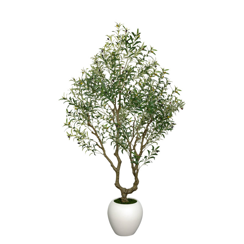 7FT Full & Lush Multi-Branch Artificial Olive Tree, 84" H x 40" W x 40" D