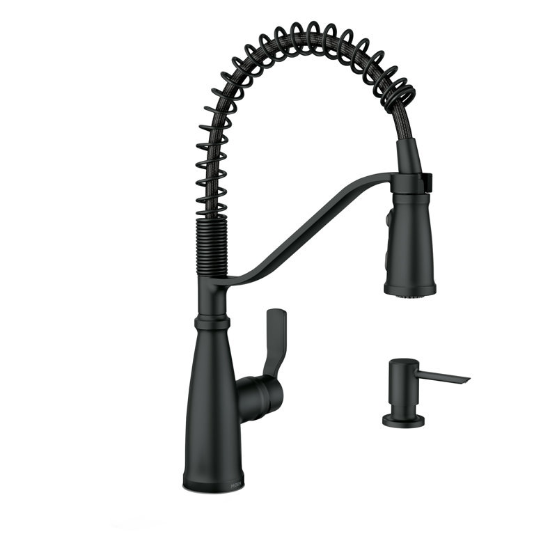 MOEN Nolia Single-Handle Pre-Rinse Spring Pulldown Sprayer Kitchen Faucet with Power Boost in Matte Black, Matte Black