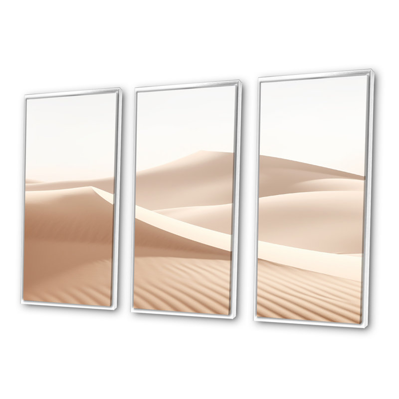«Desert Sands Of Slumber Dreams II - Minimalisme», ensemble d'impression d'art mural, Cadre flottant blanc