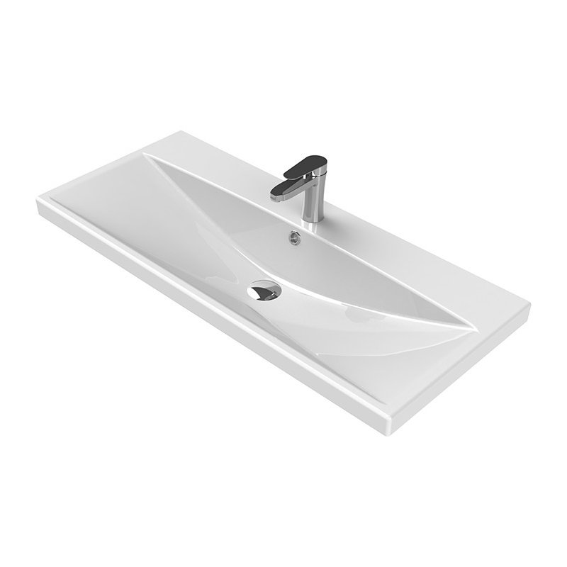 CeraStyle By Nameeks Elite 17.72'' Glossy White Ceramic Rectangular Drop-in, Wall Mount Bathroom Sink with Overflow