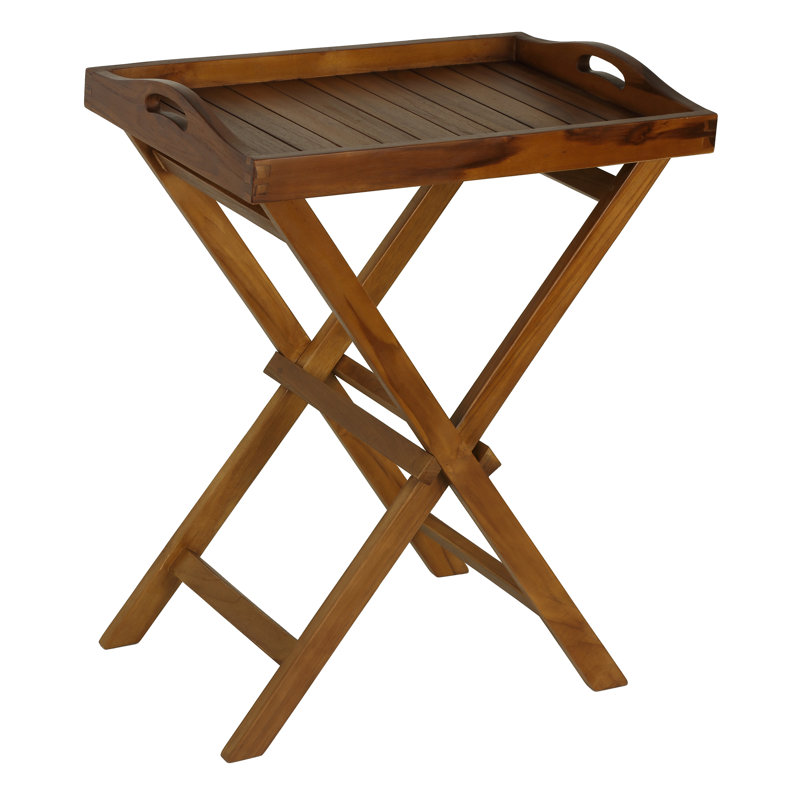 Teak Rectangular Foldable Solid Wood Side Table