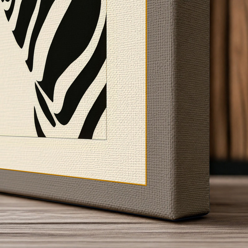 Zebra in Profile Minimalist - Wrapped Canvas, 18x12 - 45.7 x 30.5 cm, Taupe Border