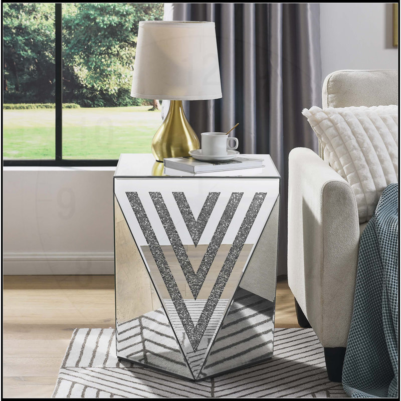 Gorgeous Silver Mirror Table with Crystal Inlay, Versatile and Stylish for Any Room
