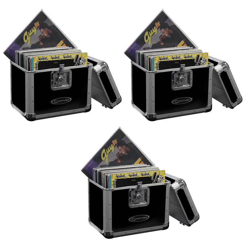 Odyssey LP Vinyl Records Stacking Utility Krom Transport Case (3 Pack)